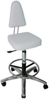 SQUARE TOP Rolling Stool with Back with Foot Rests