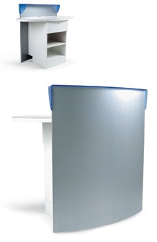 EKA Reception DesK With Light Blue Altuglass